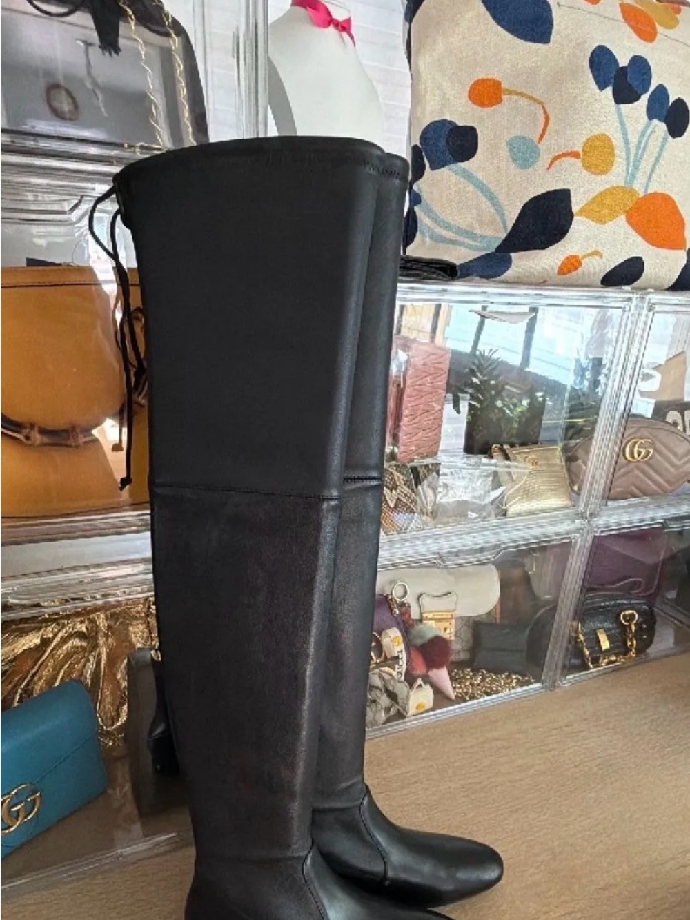 Stuart Weitzman Black Over-the-Knee Leather Boots